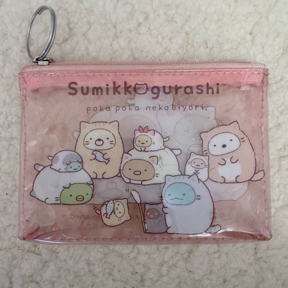 Sumikko Gurashi pink transparent coin pouch